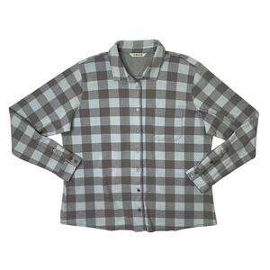 Orvis Shirt Womens 2XL XXL Checked Flannel Button Up Long Sleeve Pocket